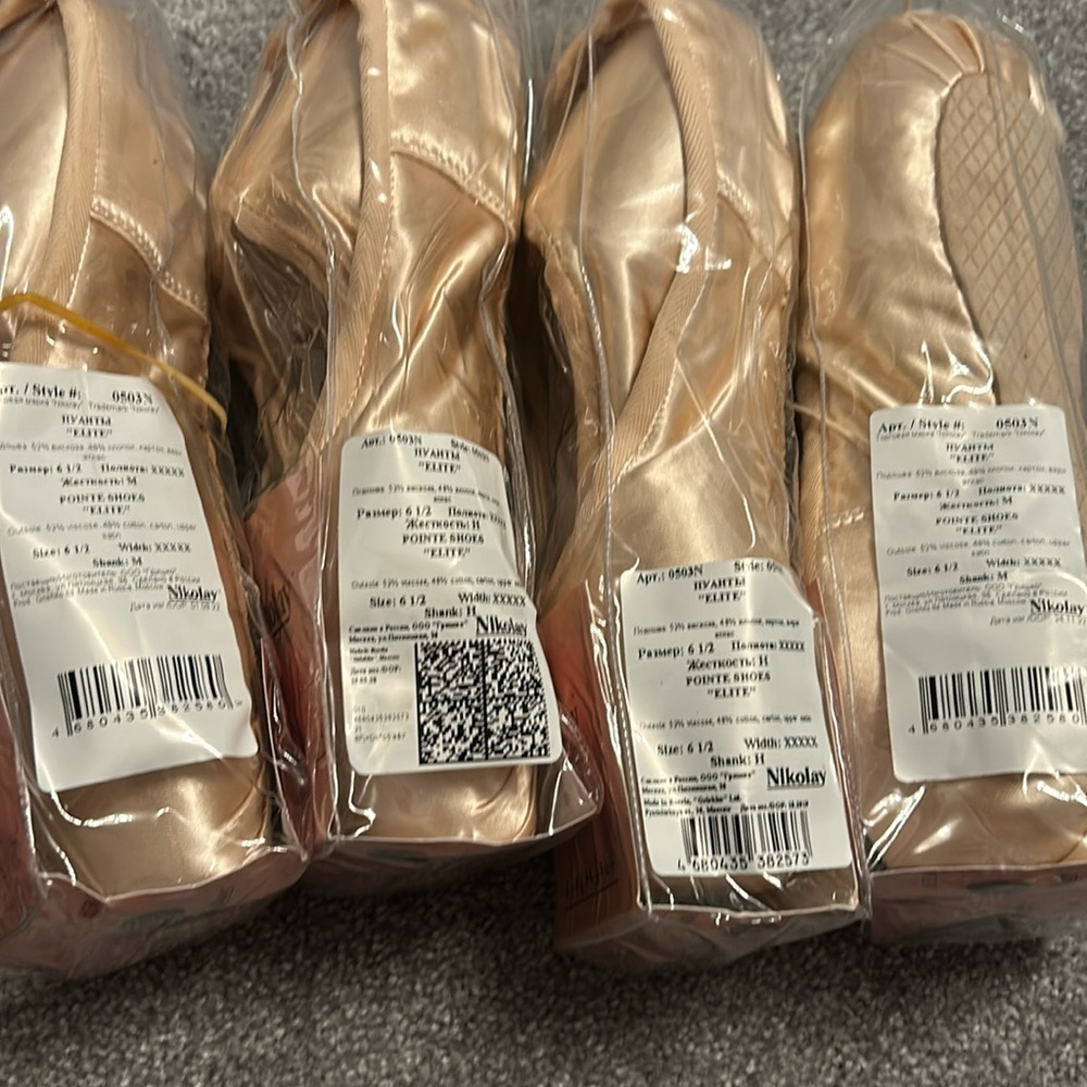 New Nikolay Elite 6.5 5x pointe shoes